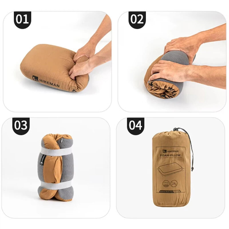 HIKEMAN Soft Slow Rebound Memory Foam Pillow Outdoor Camping Travel Cervical Pillow Portable NoonBreak Pillow Neck Support Pillow Comfortable Sleeping Pillow