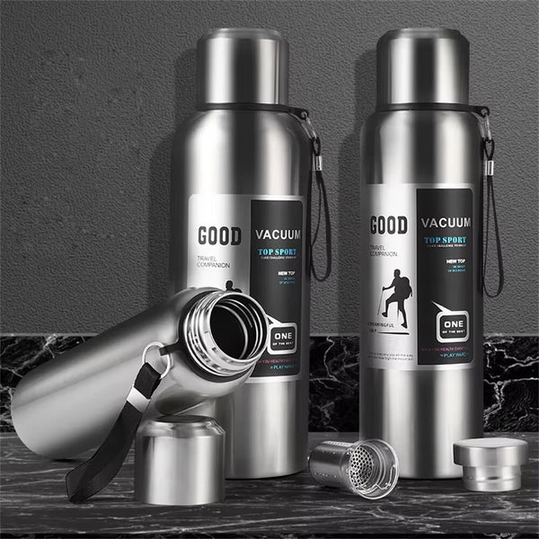 IPRee Large Capacity 1000ml/2000ml Cold Thermal Thermos Tumbler Stainless Steel Insulated Tea Coffee Water Bottle Insulation Flask Pot Travel Mug