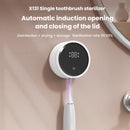 USB Smart Wall Mounted Toothbrush Sterilizer Punch-Free Single Toothbrush Dryer UV Sterilization with LED HD Display Automatic Induction Opening Closing
