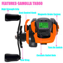 SAMOLLA  Electronic Bait Casting Fishing Reel Large LED Screen 7.2:1 High Speed 10kg Max Drag Deep Position Memory Fish Alarm USB Rechargeable Casting Reel for Beach River Lake Offshore