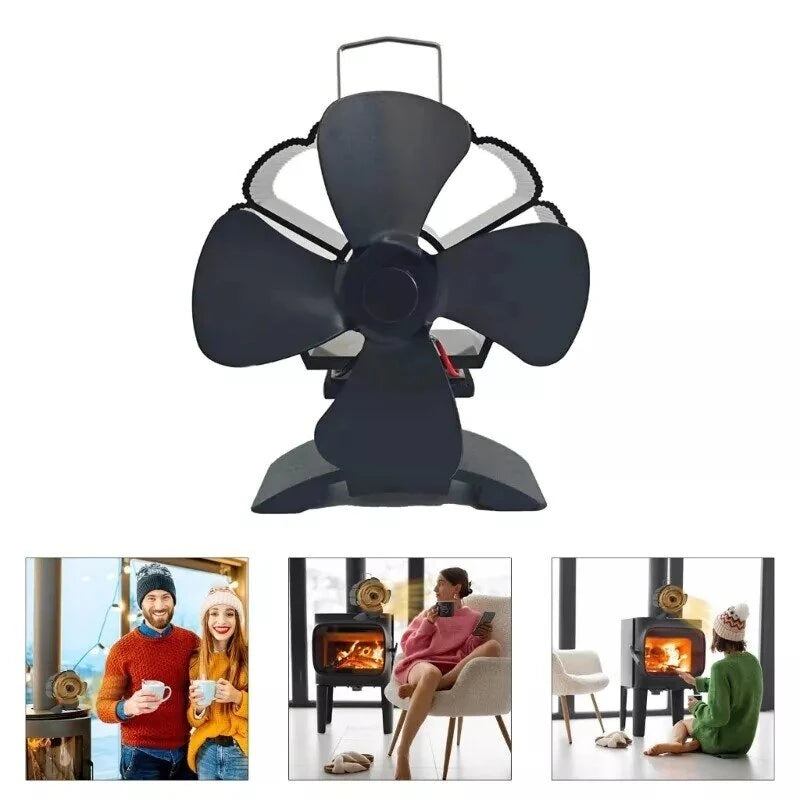 4 Blade Fireplace Wood Burn Fan Heat Powered Stove Fan No Electricity Air Blower for Wood/Log Burner/Fireplace Eco Friendly Fan-DY384A