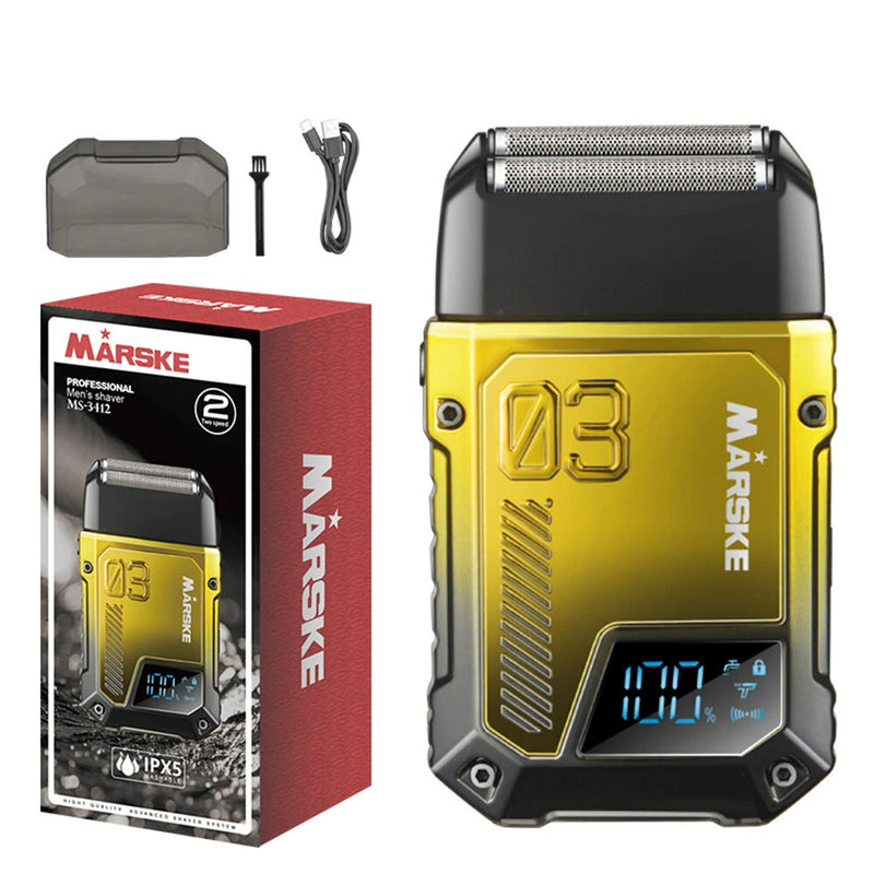 MARSKE MS-3412 Electric Beard Shaver High Speed Motor Beard Trimmer for Men Reciprocating 2-Blade Shave System Hair Clippers Electric Shave