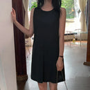 ZANZEA Women Crew Neck Sundress Knee Dresses Oversized Sleeveless Casual Solid Loose Midi Dresses