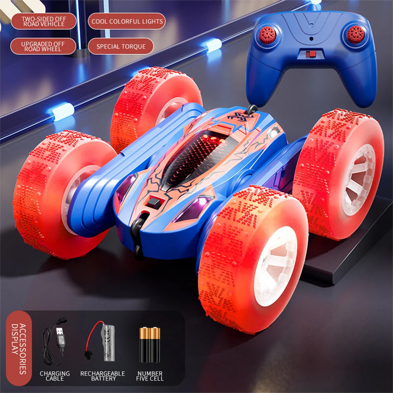 X-Power S028 2.4G 4WD Stunt RC Car Off-Road 360Rotating Driving Double Sided LED Light Music Remote Control Vehicles Models Indoor Outdoor Toys Birthday Xmas Gift