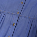 ZANZEA Women Vintage Round Neck Denim Dresses Casual Lantern Sleeve Solid Maxi Dress