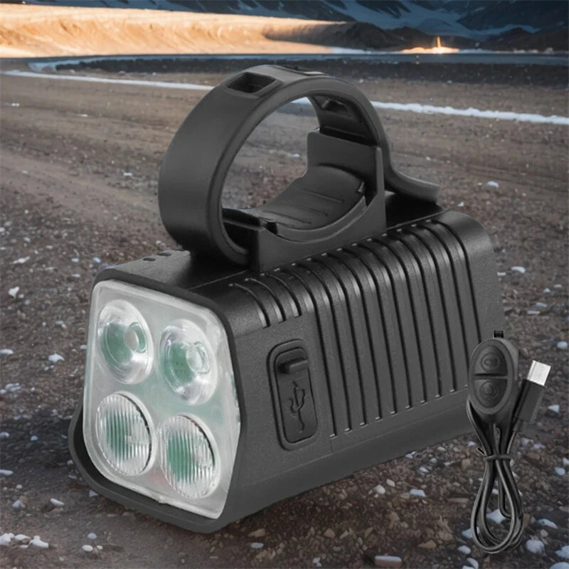 BENGGUO 2-in-1 LED Bicycle Front Light with Bell Horn 4 Super Bright LEDs 500mAh Battery Type-C Charging Safe for Night Cycling