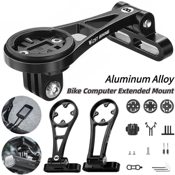 WEST BIKING Aluminum Alloy Bicycle Computer Holder Adjustable Angle Mountain Bike Headlight Sports Camera Mount Handlebar Extended Bracket