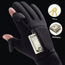XANES Winter Touchscreen Warm Cycling Gloves Waterproof Windproof Cold-Resistant Flip Exposed Two-finger Zipper Gloves for Men Women Ski Fishing Running