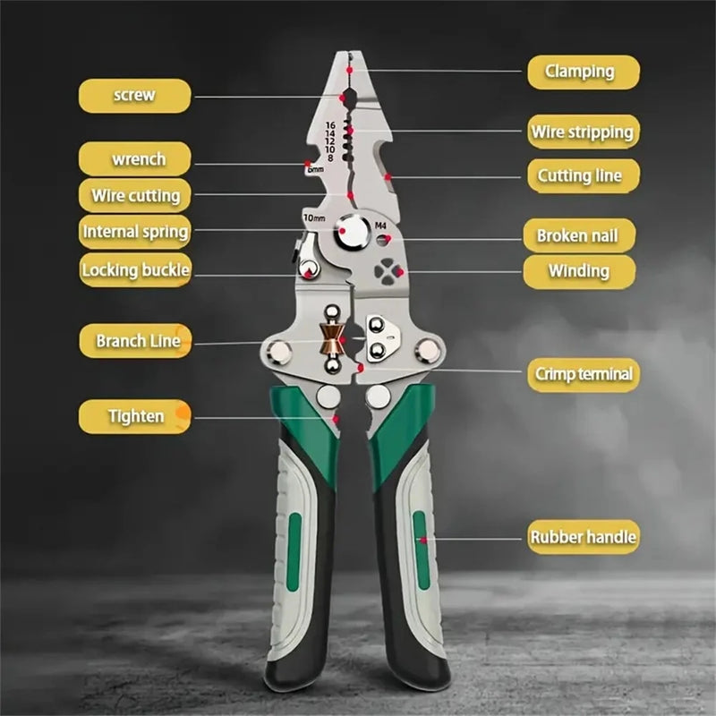 IPRee Foldable Wire Stripper Multi-Function Crimping Pliers Pulley Design Electrician Wire Splitter Winding Tool for Cable Management
