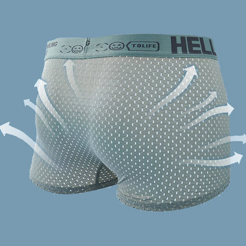 4pcs Men's Boxers Ice Silk Mesh Boxers Shorts Comfortable U Convex Pouch Underwear Loose Breathable Boxers Underpants Male Panties