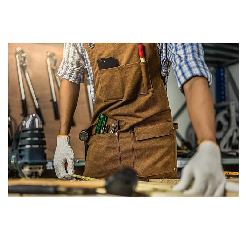 Woodworking Gardening Apron for Men with Multiple Tool Pockets Canvas Work Apron for Woodworkers Gardener Carpenters Blacksmiths