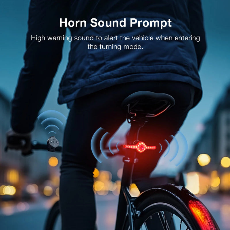 LAOTIE X8 Wireless Remote Bike Turn Taillight 400mAh Battery 7 Light Modes Type-C Rechargeable IPX5 Waterproof Smart Brake Sensing Loud Warning Bicycle Rear Light for Night Safe Cycling