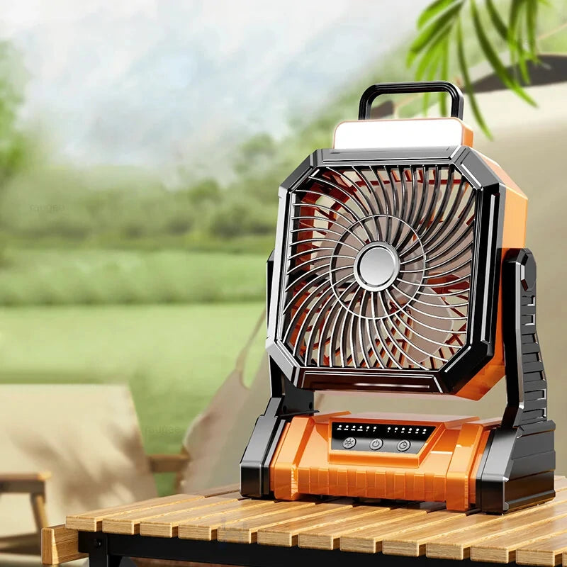 Portable 4 Speed Camping Fan with Rechargeable Battery Cordless Outdoor Cool Ceiling Fan with LED Light Air Circulators
