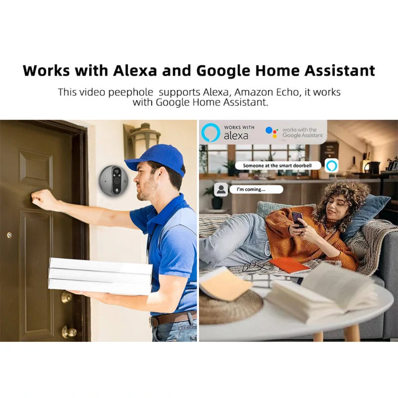 Smart Tuya WiFi Video Doorbell 4.3inch LCD Display with 1080P Peephole Camera 5000mAh Two-way Intercom Outdoors Cat Eye Viewer Cameras