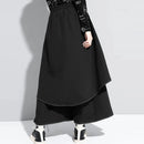 INCERUN Mens Topstitching Irregular Layered Design Black Pants Skirt Design Hemmed Trousers