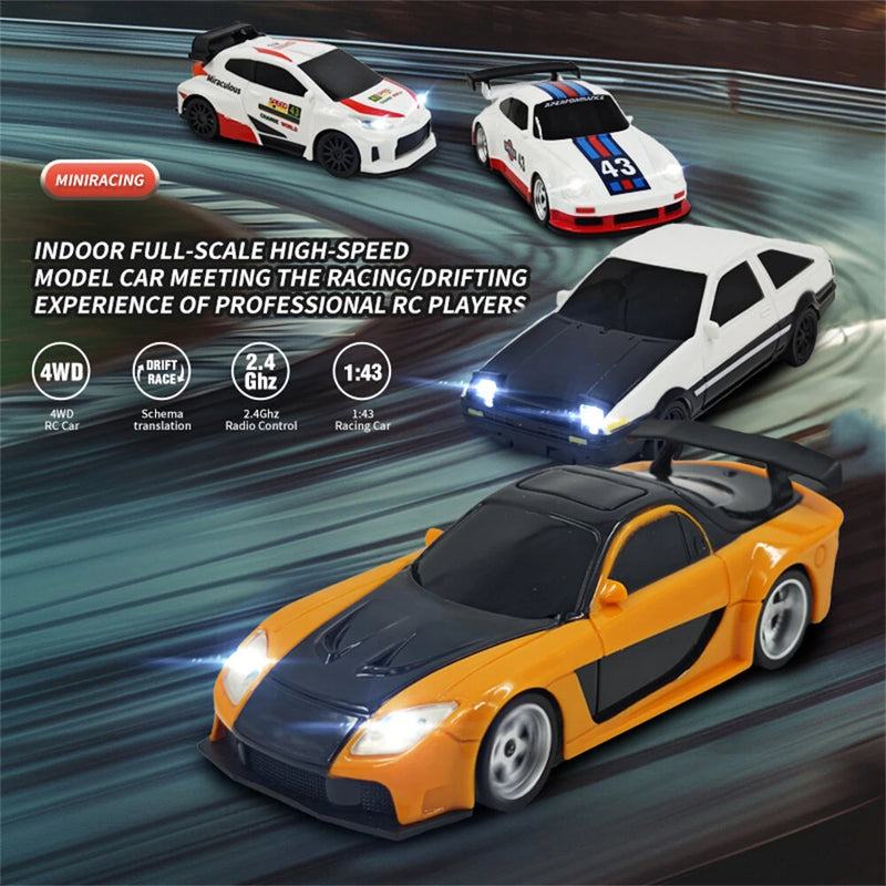 JIABAILE 4305/06/07/08/09 RTR 1/43 2.4G 4WD Drift RC Car Optional Gyro Mini Race LED Light Radio Control High-Speed Motor On-Road Racing Vehicle Model Boys Gifts Outdoor Toys