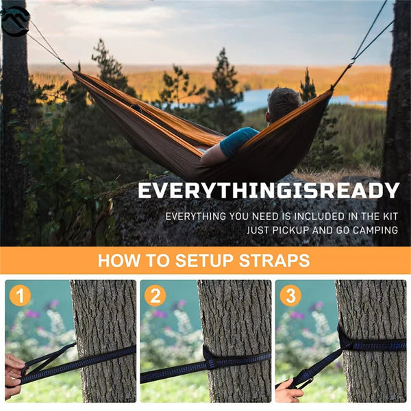 IPRee Portable Parachute Hammock 270x140cm Camping Survival Outdoor Indoor Hammock for Backyard Patio Hiking Travel