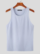Mens Solid Crew Neck Rib-Knit Sleeveless Tank Top