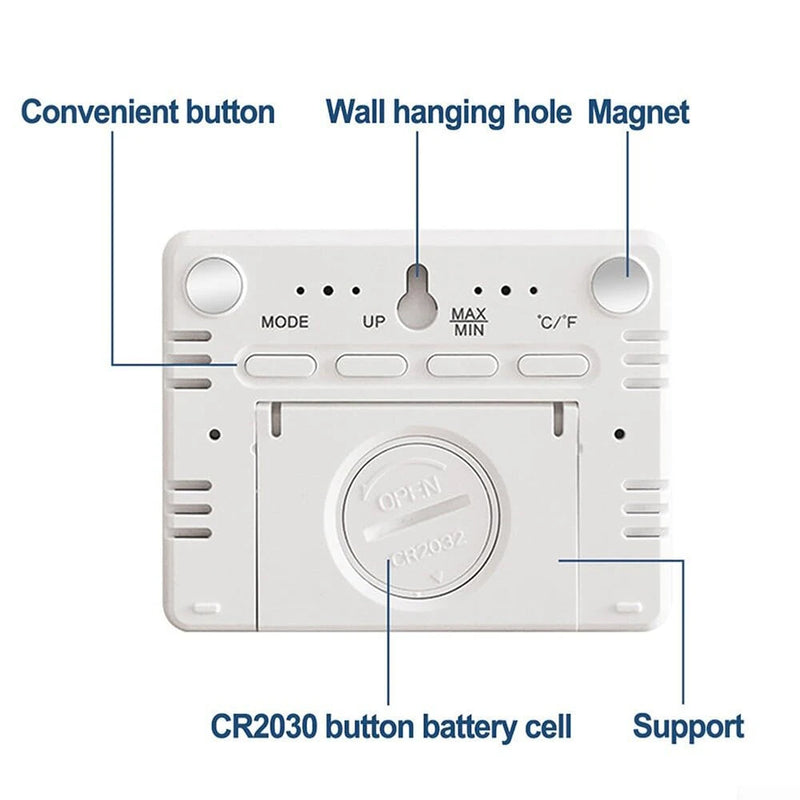 Electronic Multifunctional Magnetic Temperature Clock Wall Clock Digital Alarm Clock Large LCD Display Date Time Temperature and Humidity Display