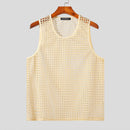 INCERUN Mens Beach Style Mesh Sleeveless Tank Comftable Fabric Tank Top for Men