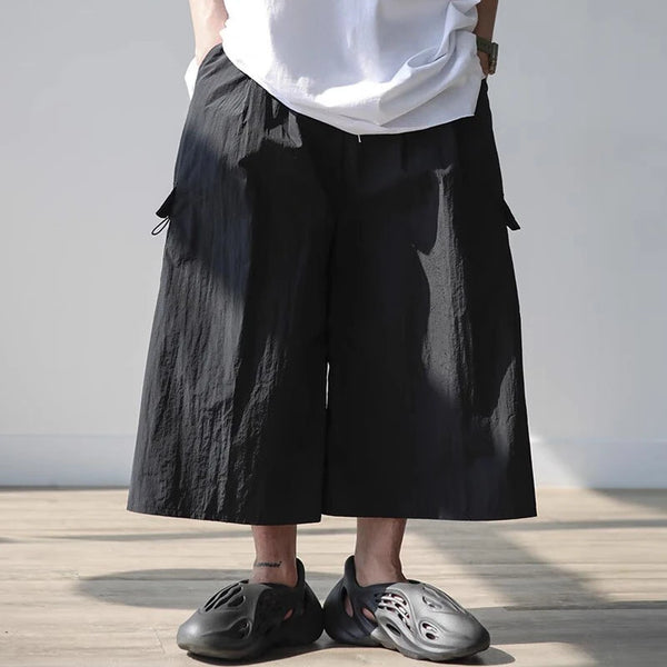 INCERUN Men Casual Wide Leg Pants Lightweight Solid Color Loose Fit Straight Wide-leg Trousers for Men, Plus Size S-5XL