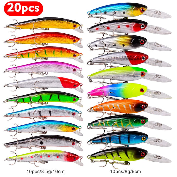 20PCS Fishing Lure Set 9-10cm Artificial Carp Fishing Lures Kit