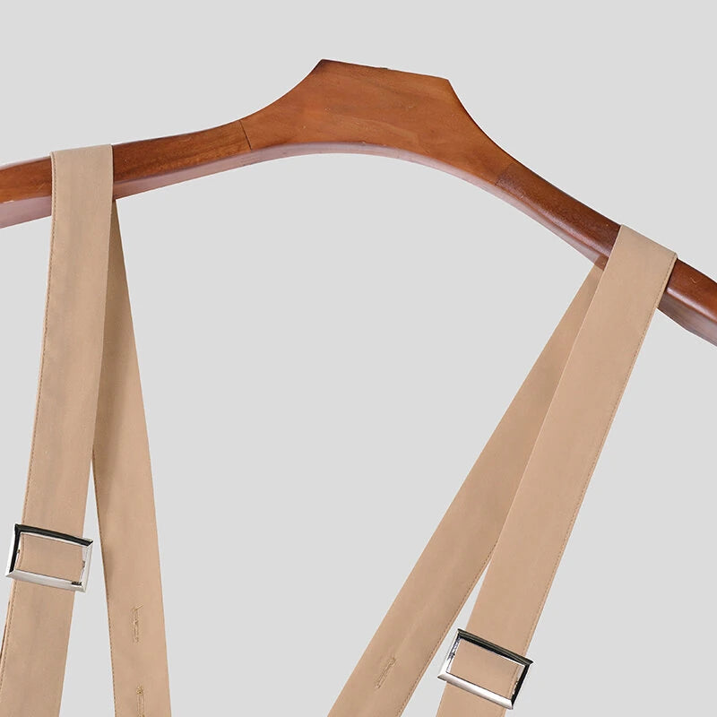 INCERUN Men's Casual Overalls with Adjustable Straps, Loose Fit Wide Leg Jumpsuit for Men Large Size S-5XL