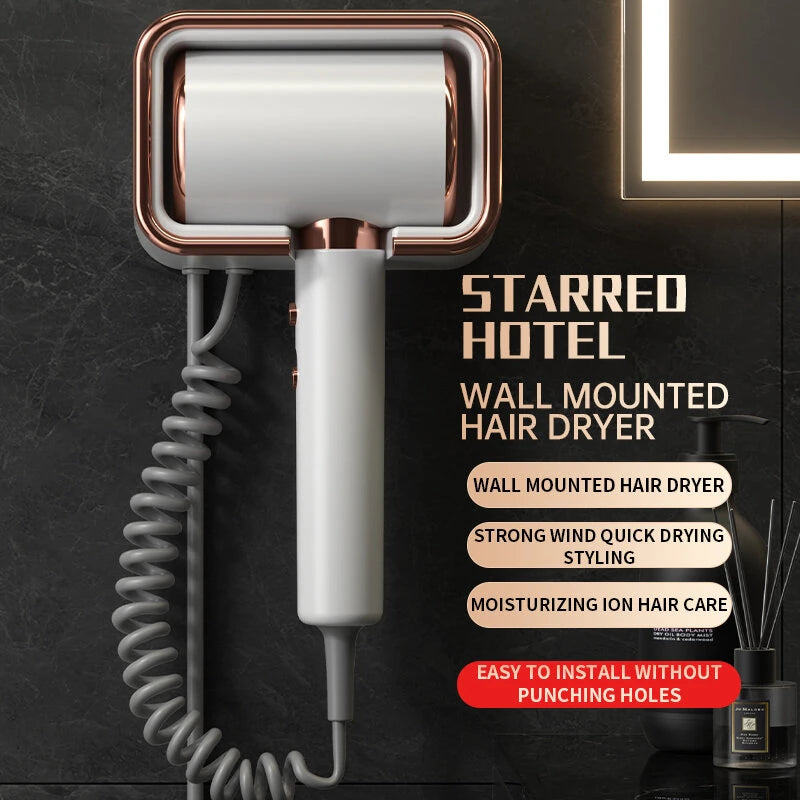 2000W Powerful Ionic Wall-mounted Hair Dryer with Constant Temperature No Damage Hotel Hair Styling 3 Levels