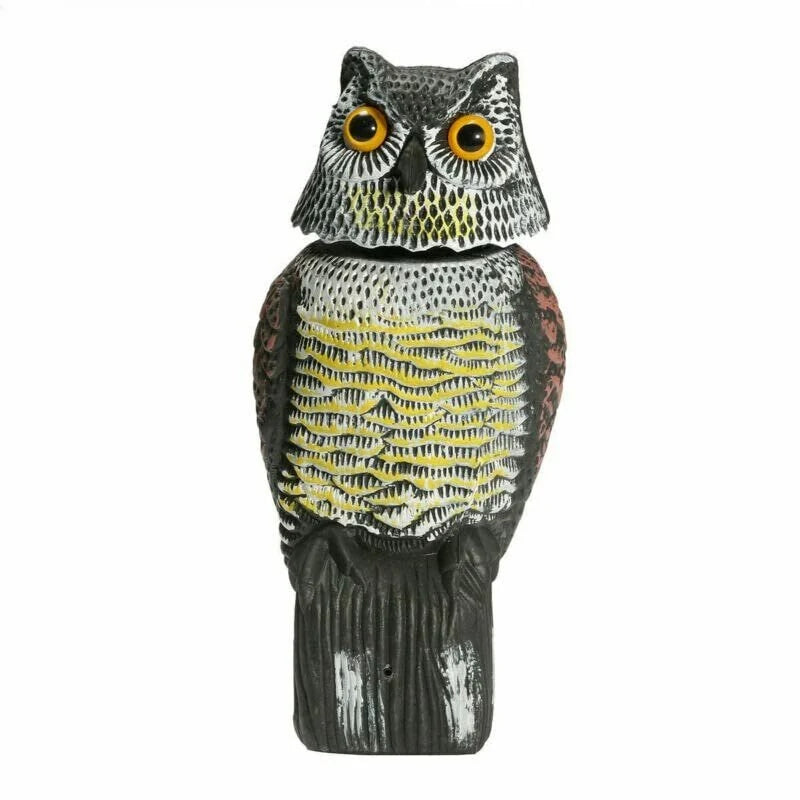 Outdoor Owl Bird Repellent Mouse Deterrent with Electronic Shake Head Feature Generic Realistic 360 Degree Rotating Bird Repellent Owl Decoy Bird Scare Sound and Shadow Control Garden Yard Decor