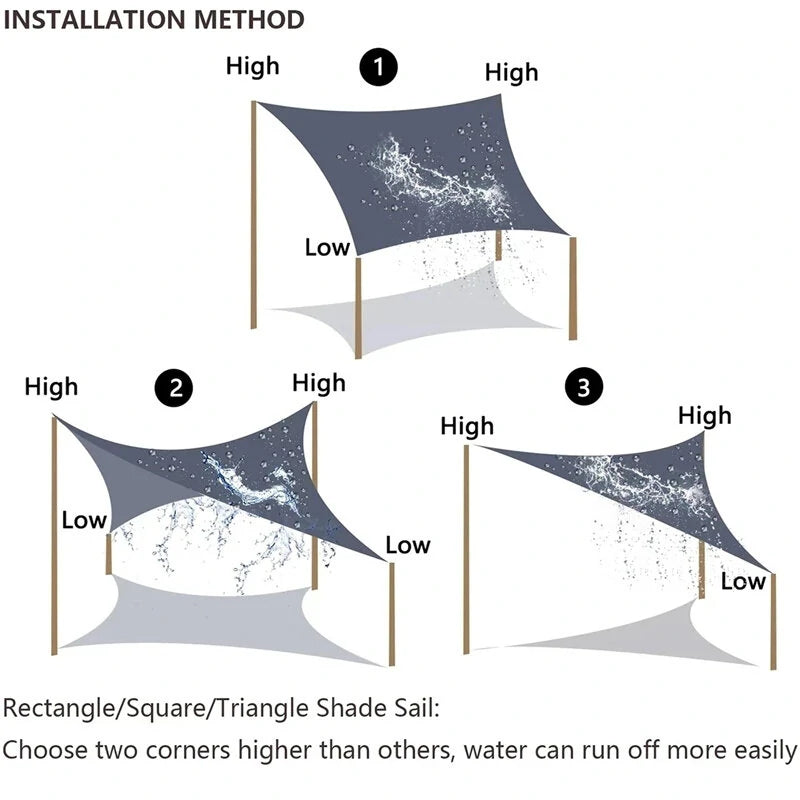 Outdoor Shade Canopy Waterproof Rain Shelter Sunshade Curtain Corner Shade Sail UV Resistance Sun Protection Camping Tent