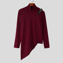 INCERUN Mens Textured High Neck Long Sleeve Knitted Sweater Comfortable High Stretch Fall Winter Tops for Male S-5XL