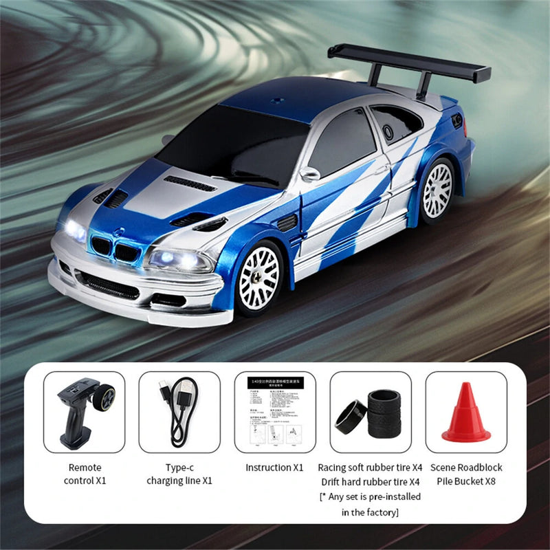 JIABAILE 4301/02/03/04 RTR 1/43 2.4G 4WD Drift RC Car Mini Race LED Light Optional Gyro Radio Control High-Speed Motor On-Road Racing Vehicle Model Boys Gifts Outdoor Toys
