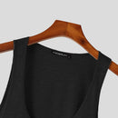 INCERUN Mens Tank Top Solid Color Sport Tanks Scoop Neck Tank Top Summer Comfy Gym Sleeveless Top