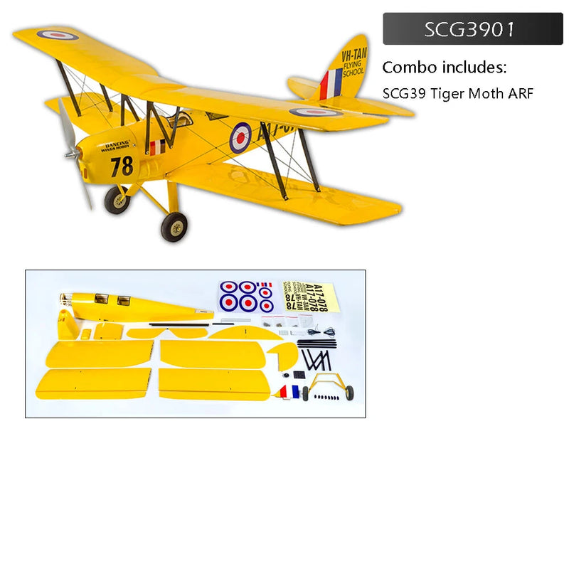 Dancing Wings Hobby SCG39 Tiger Moth ARF 800mm Wingspan Balsa Wood RC Airplane KIT/KIT+Power Combo