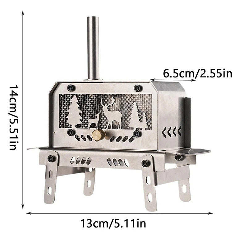 Portable Mini Stainless Steel Outdoor Wood Stove,Decorative Incense Holder for Christmas Tree and Elk Table Ornament for Camping Hiking