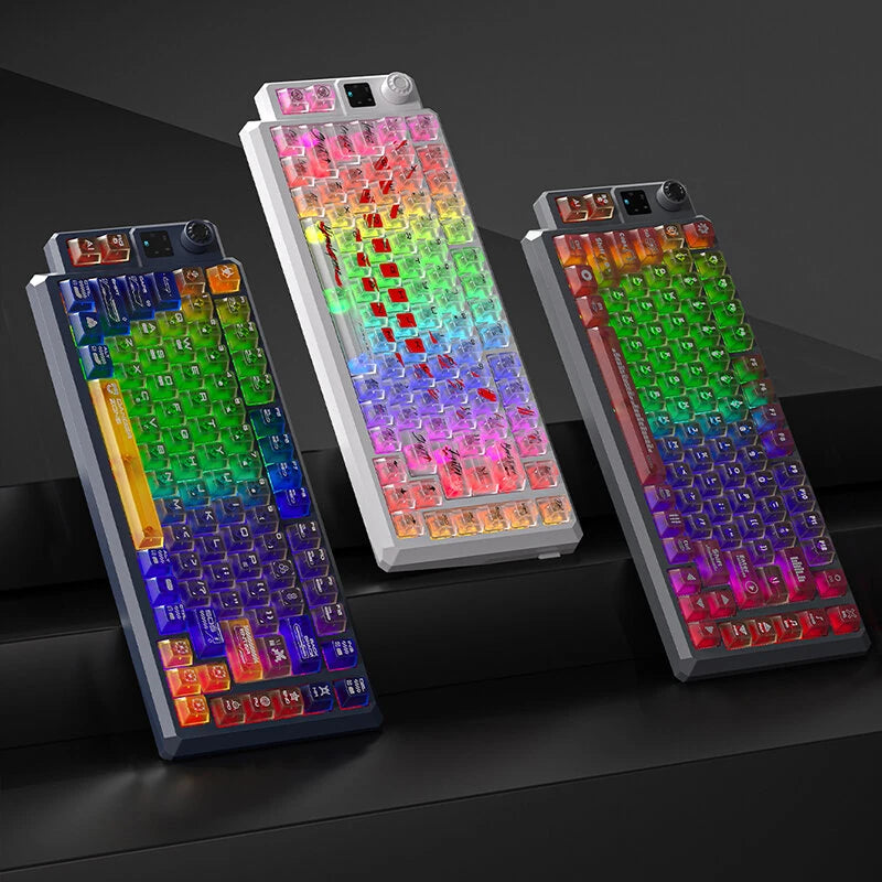 LANGTU T75 Tri-mode Gaming Mechanical Keyboard with Multimedia Knob83+2 Keys Customized Hot Swappable RGB Gasket Structure Wired Esports Keyboards