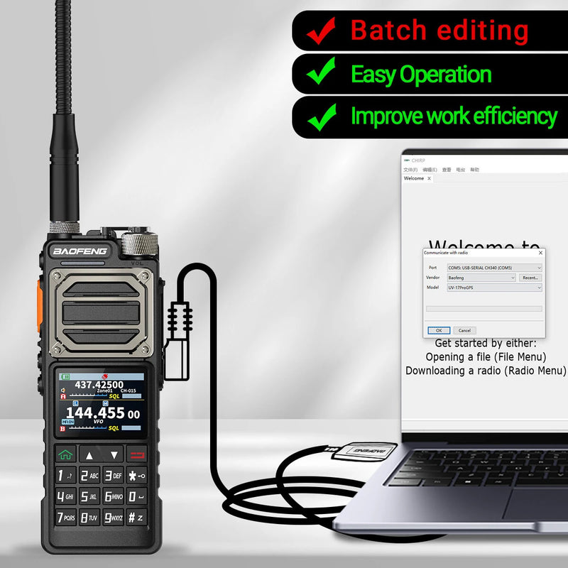 BAOFENG UV-25 PRO GPS Walkie Talkie 10W Multi Band Type-C Charging 5200mAh for UV-5R Amateur Two Way Radio for Traveling