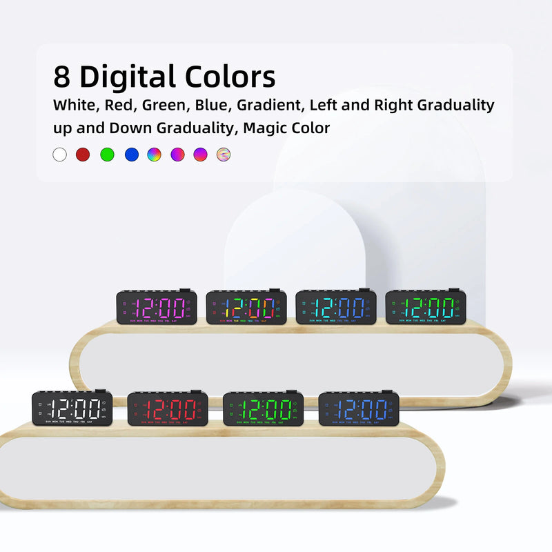 AGSIVO LED Digital Alarm Clock with FM Radio / Dual Alarm / Snooze / External USB Charging Port / Dimmable Night Light For Bedroom / Office