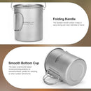 Astrolux Ti-M1 Titanium Mug Titanium Pot Lightweight Camping Pot Titanium Cup Titanium Backpacking Pot with Portable Foldable Handles for Outdoor Camping Hiking Backpacking