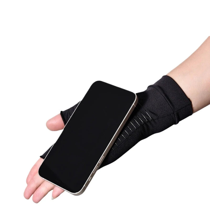KALOAD 1Pairs Copperion Arthritis Compression Gloves for Adult Relieve Hand Pain Swelling Carpal Tunnel Support Half Finger Joints Therapy