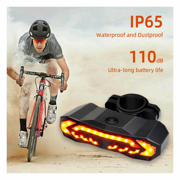 BIKIGHT Smart Brake Sensing Bike Taillight 1500mAh Battery Adjustable Parameters Alarm Rear Light 6 Light Modes USB-C Rechargeable IP65 Waterproof Bicycle Rear Light with 110dB Horn Wireless Remote