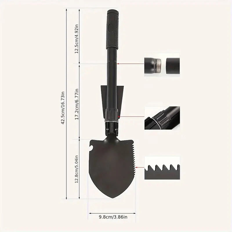 Portable Folding Multi-function Gardening Shovel with Extra Utility Tools Outdoor Mountaineering Small Mini Shovel Fishing Camping Shovel Spade