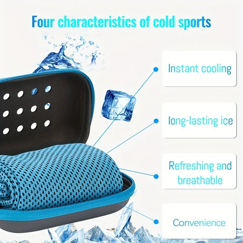 KALOAD 1 PCS Quick-Dry Cooling Towels with Storage Box Soft Breathable Sweat Absorption Cold Head Scarves for Sports Running Yoga Gym