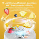 Electric Juicer Cup with 2 Cups Portable Juicer Mixer 10 Blade Usb Charge Fresh Fruit Juice Personal Blender Smoothie For Travel