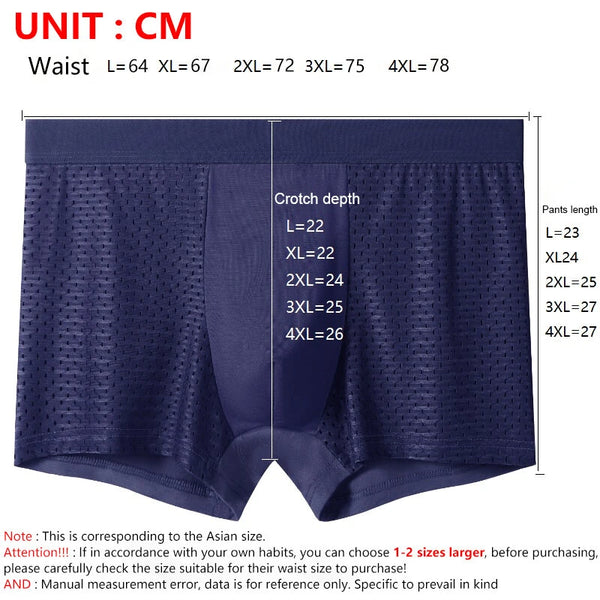 4pcs Men's Ice Silk Mesh Boxer Briefs, Summer Thin Style Breathable Comfy Boxer Trunks, Elastic Sports Shorts, Men's Casual Underwear Daily Bottom Wear