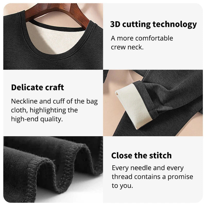 TENGOO 2Pcs Men Winter Thermal Wear, Thermal Underwear Set, Thermal Base Layer Set, Warmth Slim Body and High Elasticity Comfortable and Breathable Long Sleeve Crew Neck Bottom Shirts Tops & Pants Men's Thermal Clothing