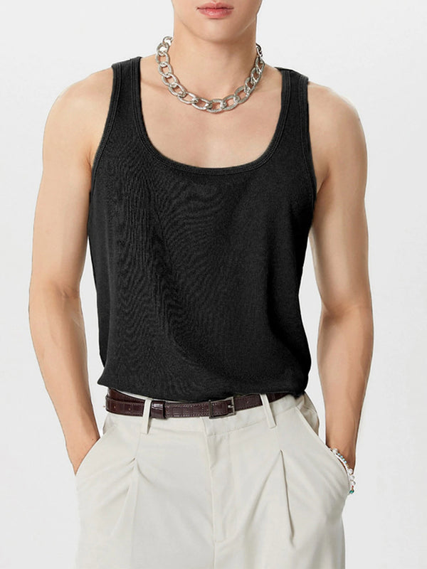 INCERUN Mens Simple Sport Solid Color Knitted Sleeveless Tank Top