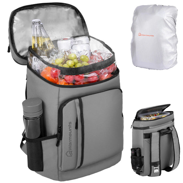 WARMOUNTS Backpack Cooler Insulated 36 Cans w/ Insulating Cover, Upgraded Leakproof Soft Cooler Backpack 2 Compartment for Camping Hiking Picnic Beach