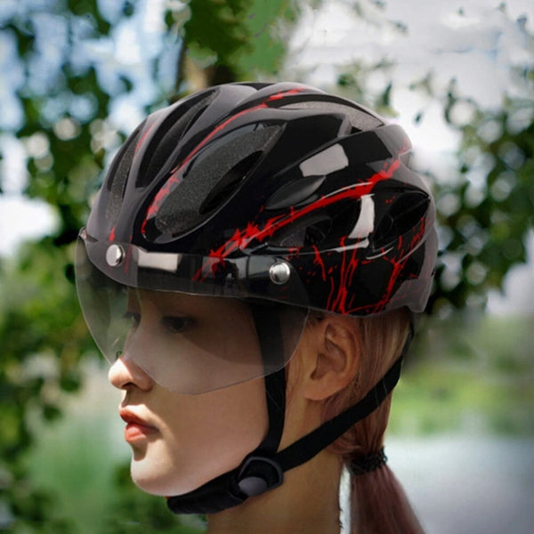 XANES 53-63CM Bike Helmet with Magnetic Visor Men Women Lightweight Breathable Protective Helmet for MTB Cycling