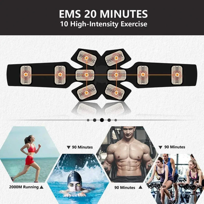 EMS Muscle Stimulator Abdominal Shaping Belt Muscle Exercise Instrument Abdominal Muscle Patch Fitness Equipment for Men Women's Abdominal Arm Leg Home Office Exercise